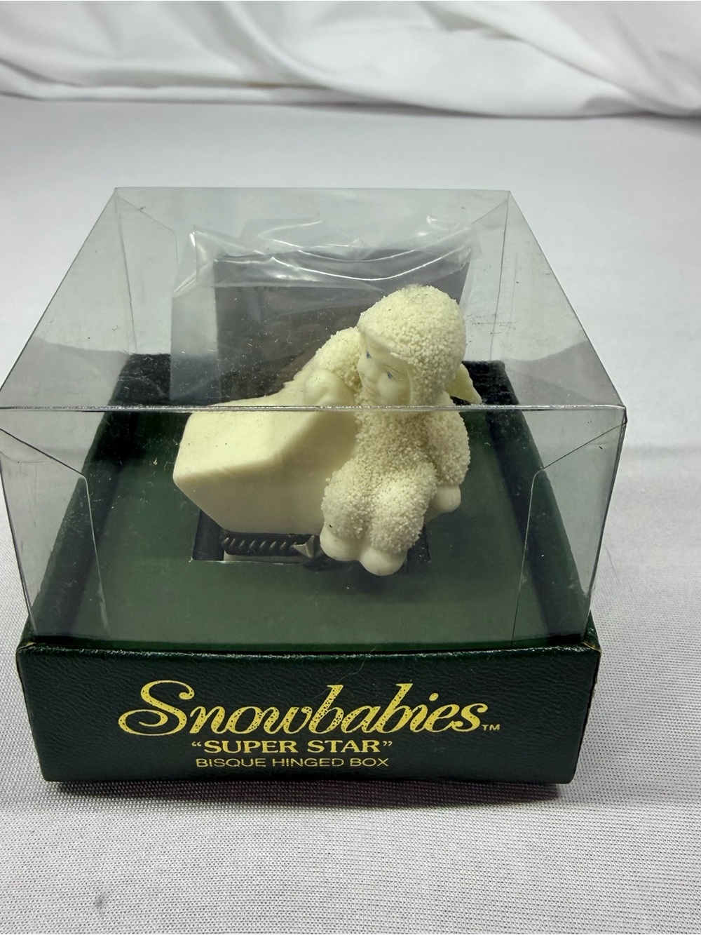 Snowbabies "Super Star" Bisque Hinged Box - Cream